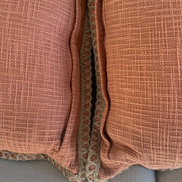 Pier 1 Pillows (two) Deep Salmon Color 20x20 - Picture 4 of 12